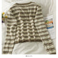 Striped single breasted V-neck cardigan thin top women  1892