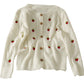 Sweet wind strawberry embroidered cardigan sweater female  1719