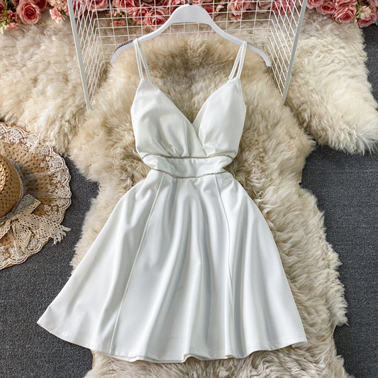 Jupe princesse décolletée en V, dos nu, taille fermée, sans bretelles 2784