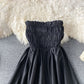 High waist off shoulder pleated strapless dress skirt  3043