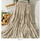 Pleated stitched A-line skirt women's new solid medium length skirt  2506