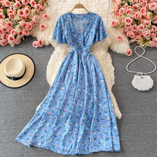 Taille rétro, tempérament mince, jupe longue élégante 3073