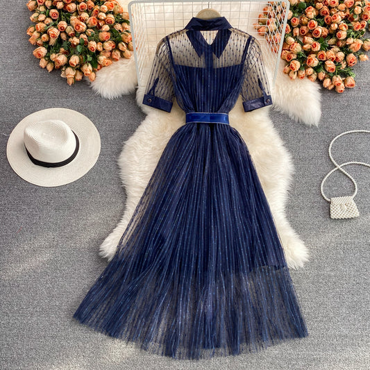 Robe en maille brodée légère de style mature 2990