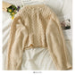 Sweater female nail bead three-dimensional flower single breasted cardigan top  1807