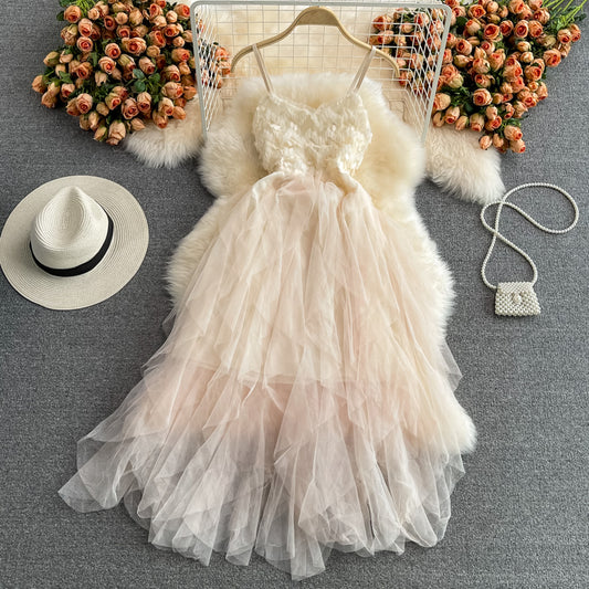 Robe à jupe bouffante avec bretelles cousues en maille 2842