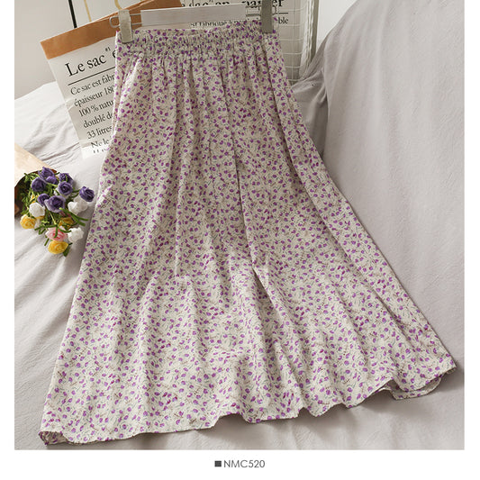 Floral high waist slim mid length skirt  2636