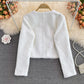 Small fragrance tweed temperament top short white coat  1683