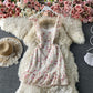 French retro suspender Lace Embroidery Floral Dress  3436