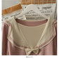 New bow V-neck contrast stitching women's T-shirt  1948