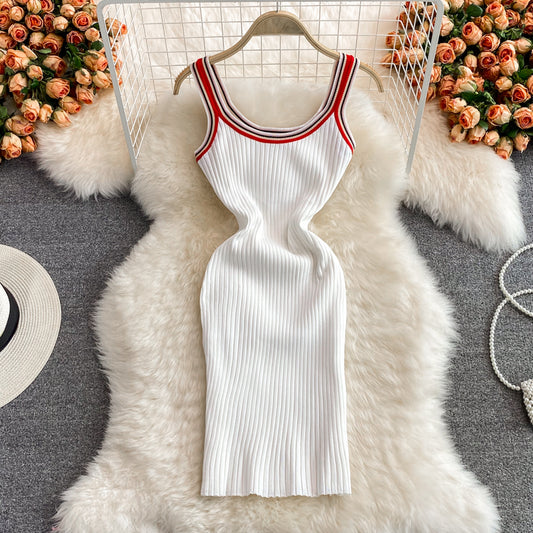 Knitted tight elastic Hip Wrap Dress  2805