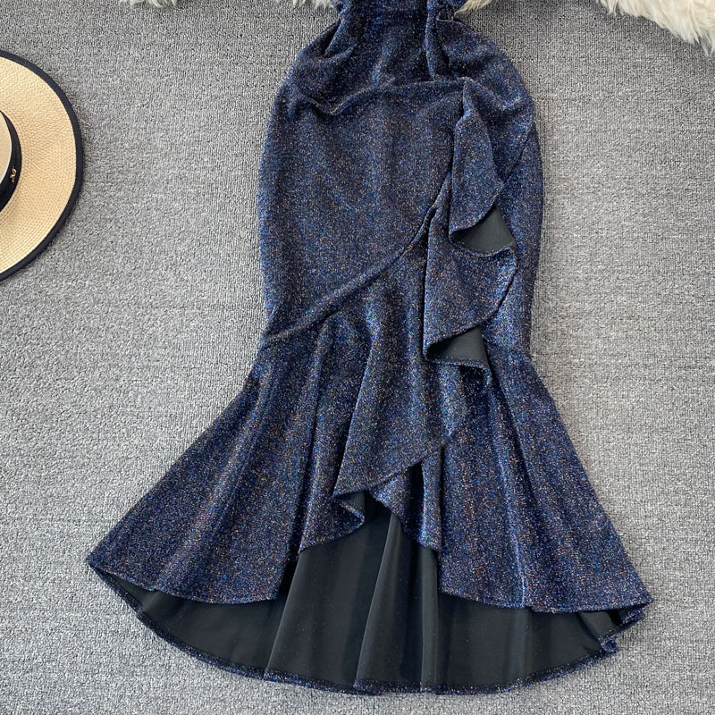Elegant v neck fishtail dress fashion dress  1326