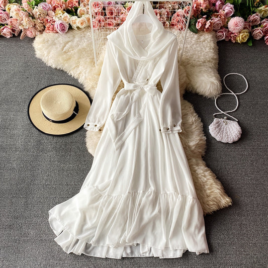 Chiffonkleid mit weitem Rock 3028