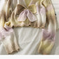 Sweet wind gradient color matching bow contrast short sweater  1783