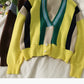 Sweater Rainbow Stripe contrast sweater versatile top  1752