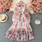 Slim high waist Floral Chiffon Dress  2988