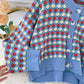Preppy style, versatile short sweater jacket, cardigan knit top  1452