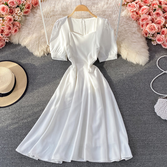 Narrow waist French long skirt with large hem  3208