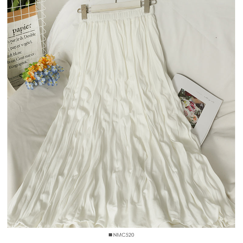 Pleated loose slim high waist pleated skirt  2560