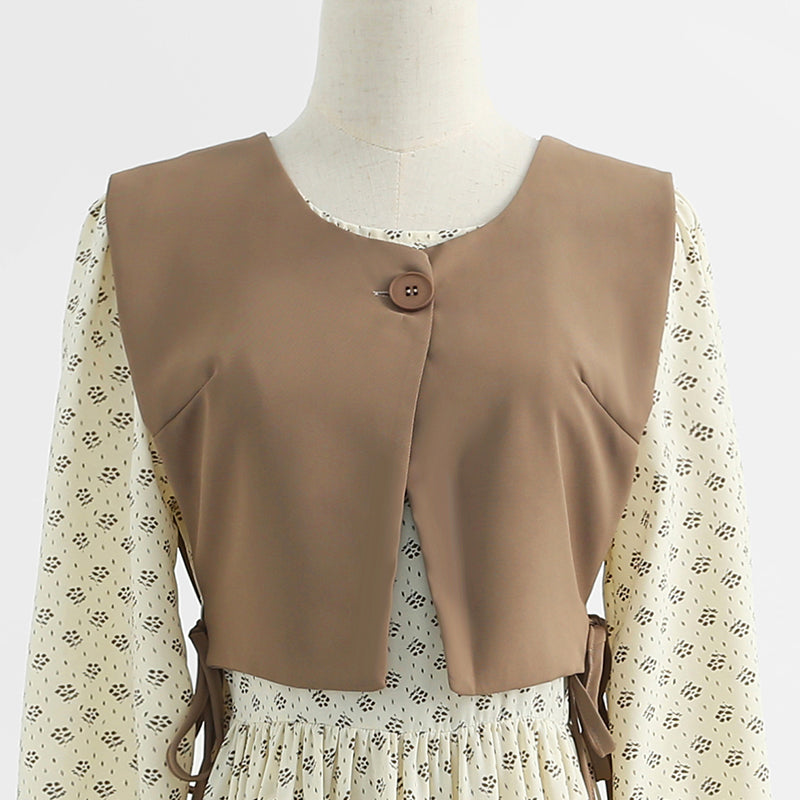 Age reduction fashion two-piece suit skirt shows thin floral skirt  2209