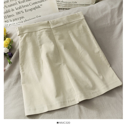 Simple and versatile solid high waist casual A-line skirt  2665