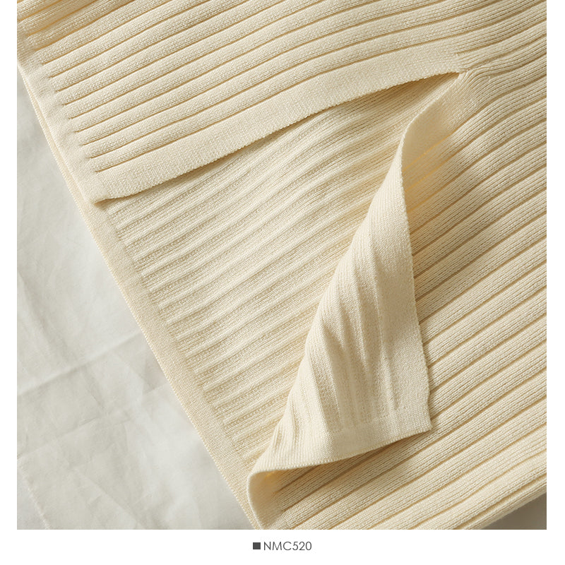 Hong Kong style retro vertical stripe elastic waist thin split one-step skirt  2519