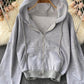 Sweater cardigan coat Long Sleeve hooded blouse female  1529