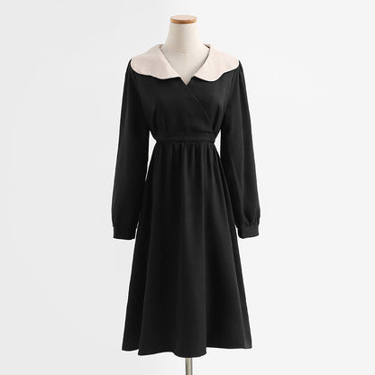 Neues französisches Kleid Hepburn Windlicht-Cord-Rock Babykragenrock 2239
