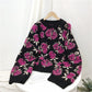 New, rose flower pullovers, loose, warm vintage knits  1436