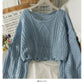 Sweater women's autumn loose thin one line shoulder exposed clavicle sweater  1904