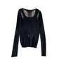Wool sweater feminine V-neck hollow hole sweater  1594