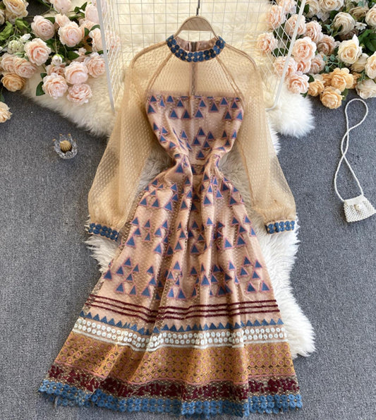 High quality A line long sleeve dress  1304