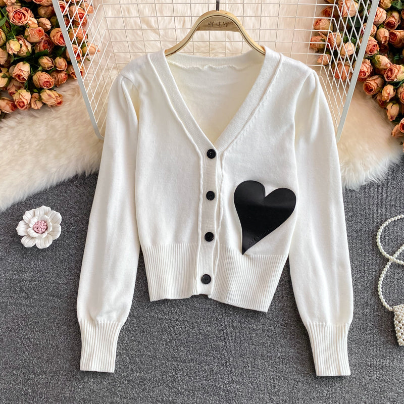 Lovely heart cardigan long sleeve sweater  1485