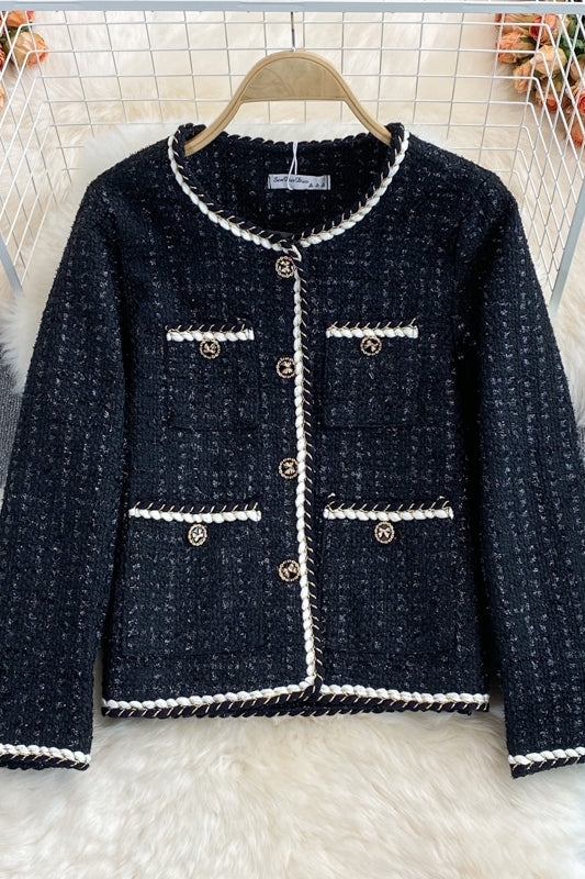 Lady xiaoxiangfeng tweed knitted coat  1668