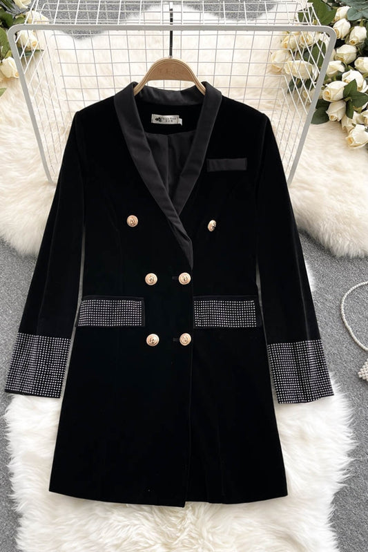 High-End-Samtkleid mit Göttinnenanzugkragen 1534