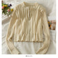 Slim vertical stripe crew neck short Zip Cardigan Sweater  1876