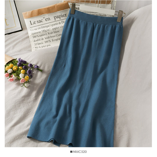 Slim and slim, medium and long split Knit Skirt, foreign style and versatile  2671