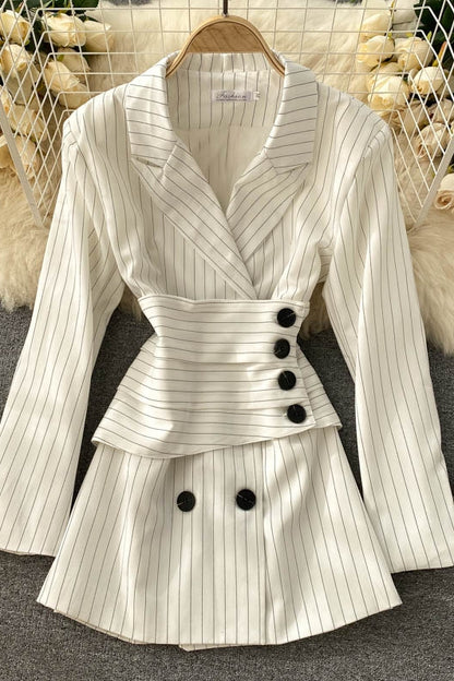 Women's suit coat women's Retro stripe design feeling waist quality commuter  1488
