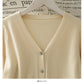 Single breasted V-neck cardigan long sleeve bottomed blouse female  1794