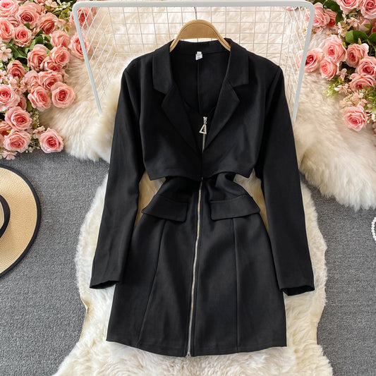 Jupe de costume de tempérament de célébrité, design slim et slim à fermeture éclair 2921