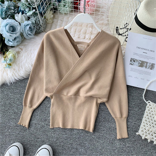 Slim waist cropped top sweater  1628