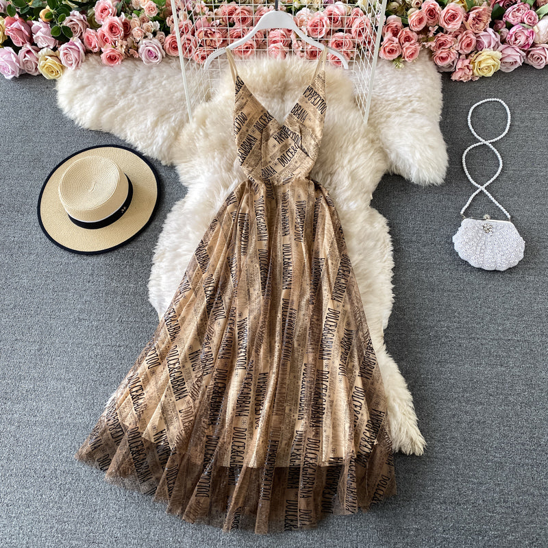 Retro slim slim A-line dress  3429