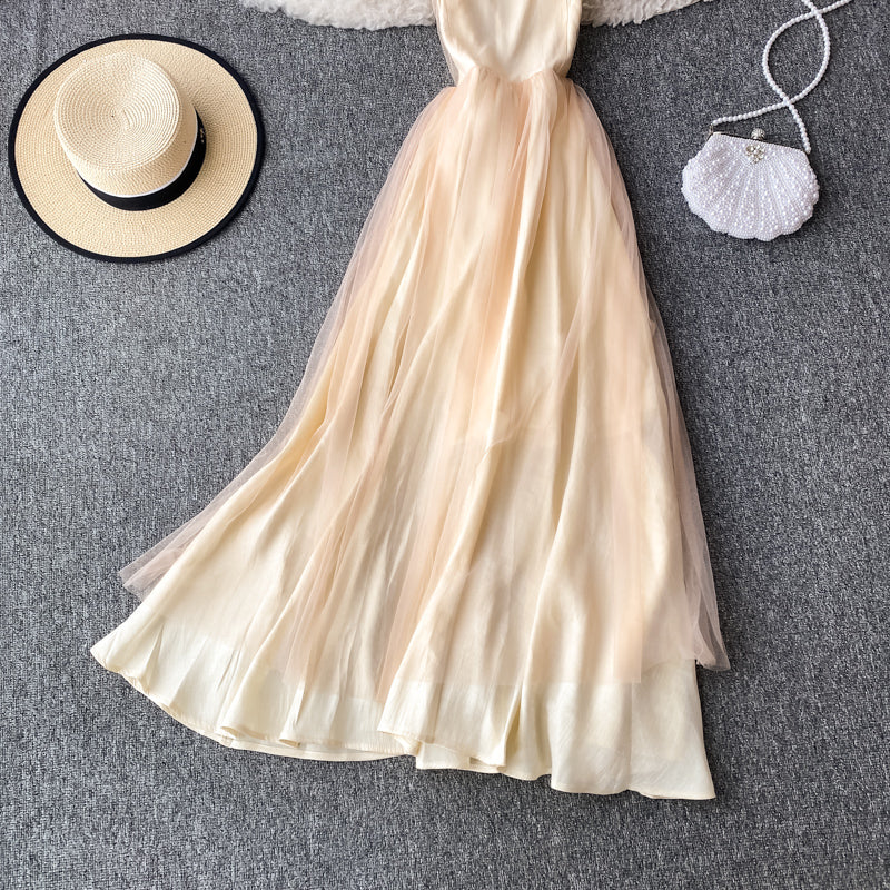 Sexy V-neck open back waist slim suspender dress sleeveless  3406