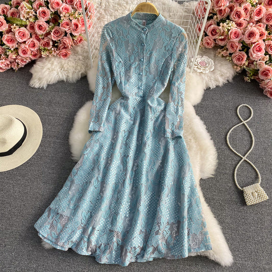 French Crochet cut out lace dress  3435