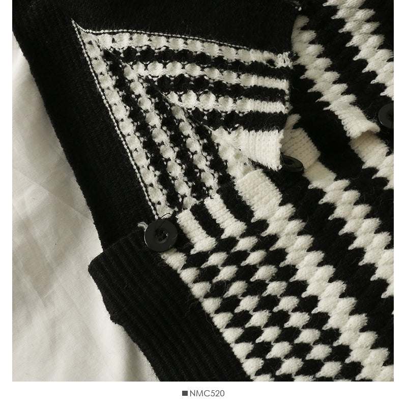 New color contrast stripe single breasted cardigan women's sweater  2046