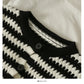 New color contrast stripe single breasted cardigan women's sweater  2046