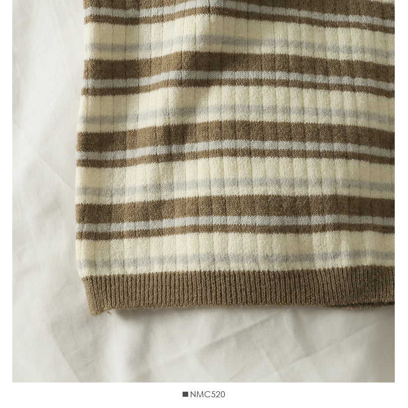 Striped single breasted V-neck cardigan thin top women  1892