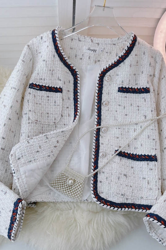 Plaid tweed coat for women in autumn and winter  1549