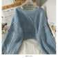 Sweater women's autumn loose thin one line shoulder exposed clavicle sweater  1904