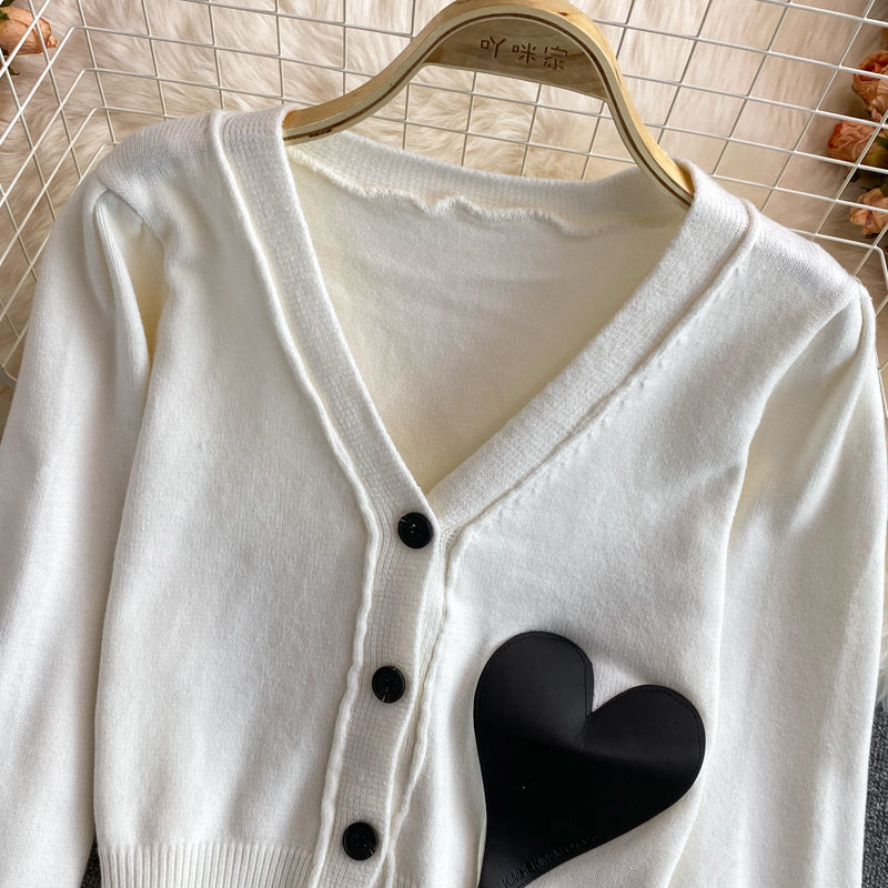 Lovely heart cardigan long sleeve sweater  1485