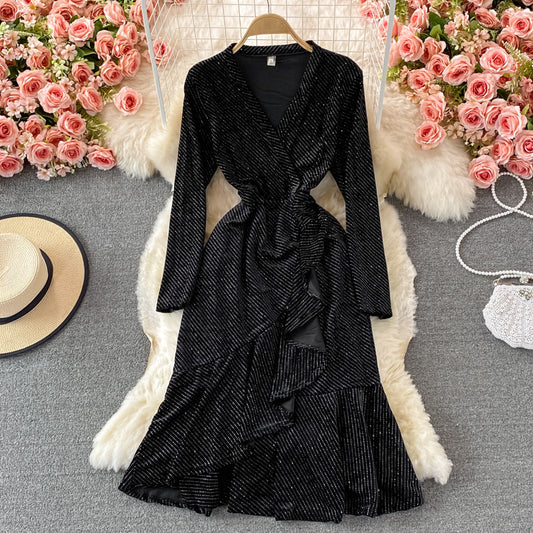 Jupe longue en queue de poisson, taille étroite, coupe slim, cache-coeur 3085